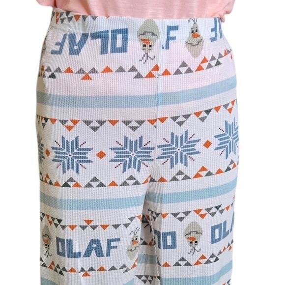 Disney‎ Womens Lounge Pants XL Olaf Frozen Waffle Knit MJC Intl Cartoon PJ Comfy - Picture 2 of 7